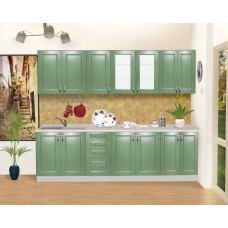 Bucatarie Zebra 260 cm din MDF Verde cu blat termoizolant imitatie marmura